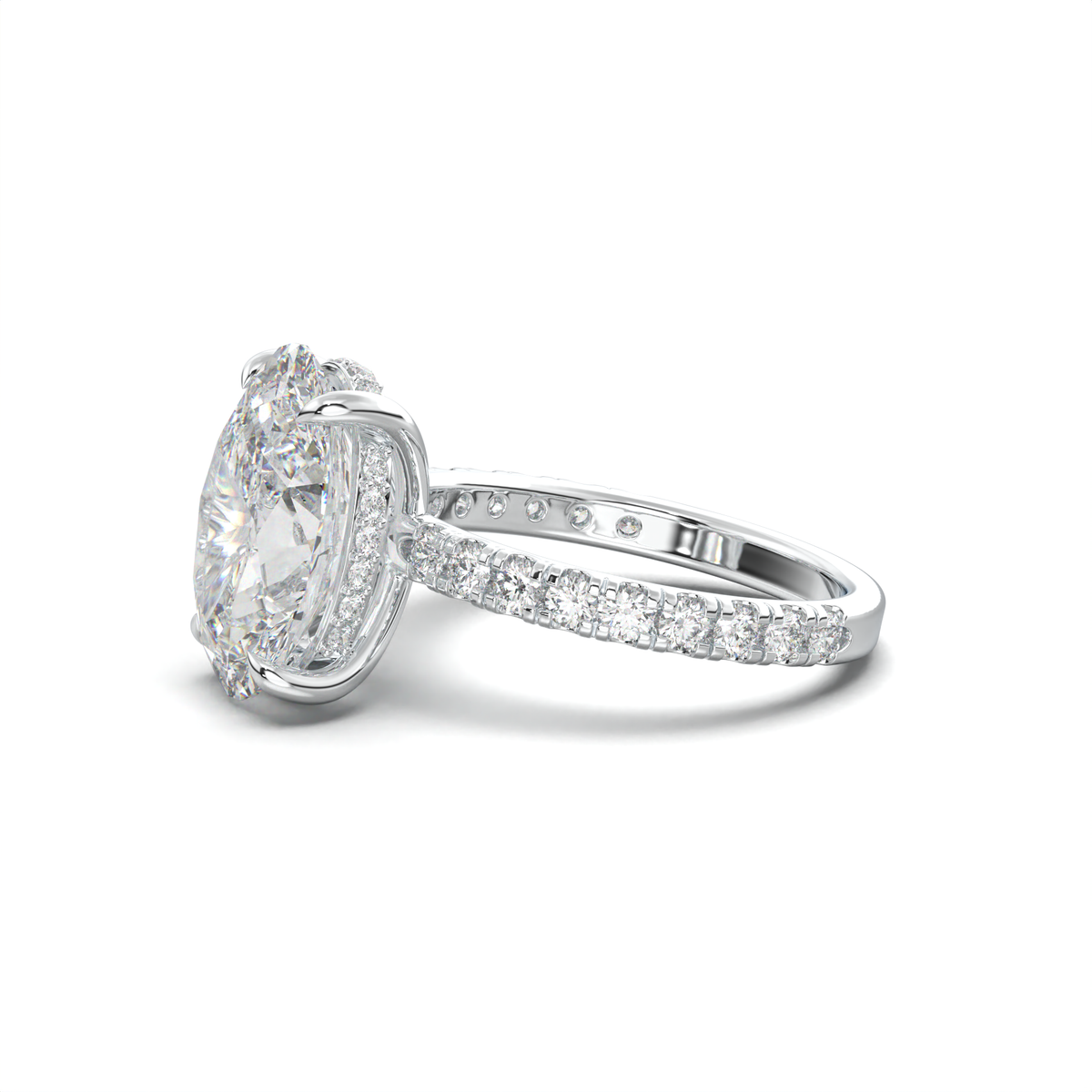 Cushion Hidden Halo Pavé Engagement Ring