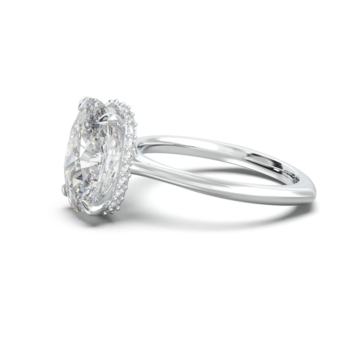 Cushion Hidden Halo Engagement Ring