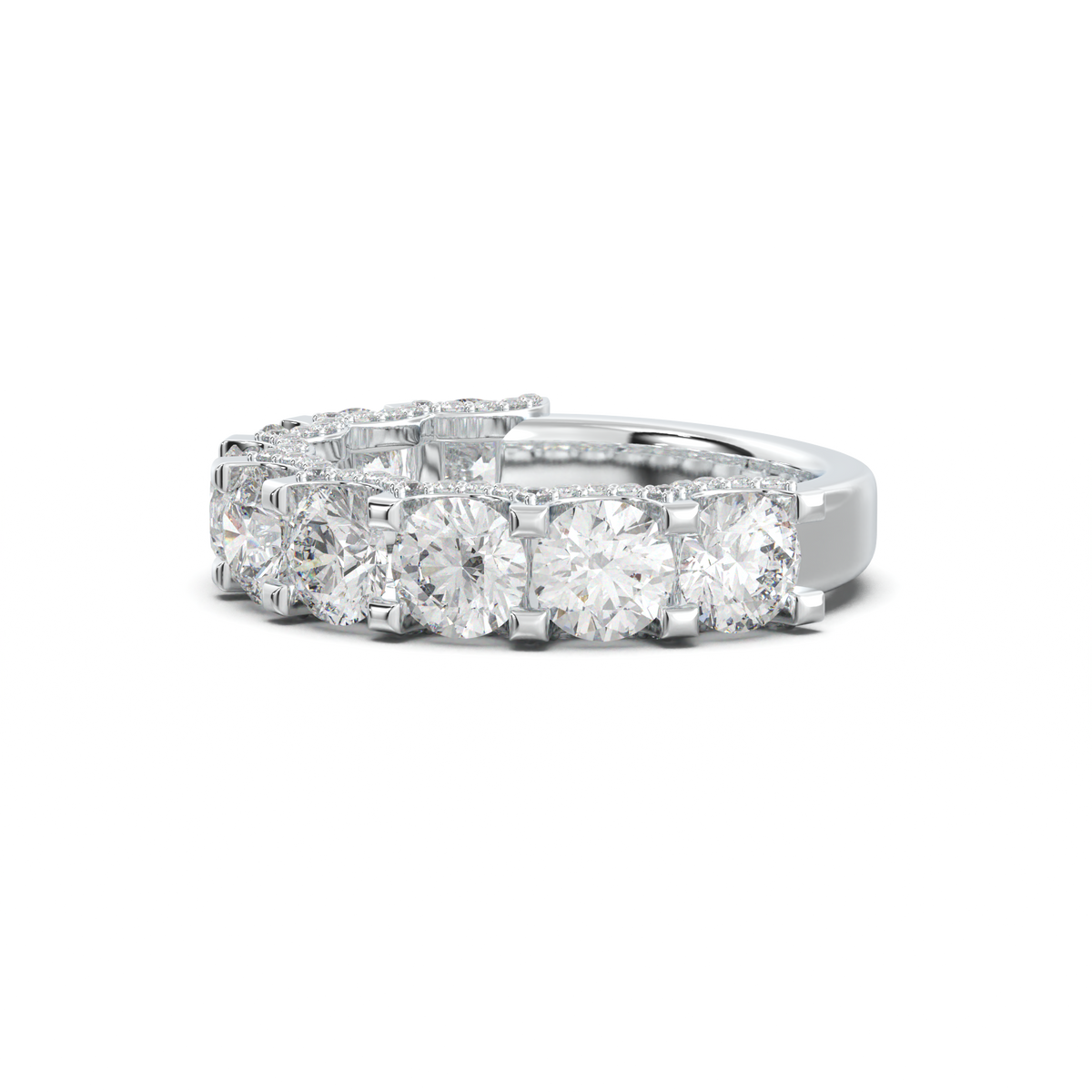 Round Diamond Pavé-Edge Wedding Band
