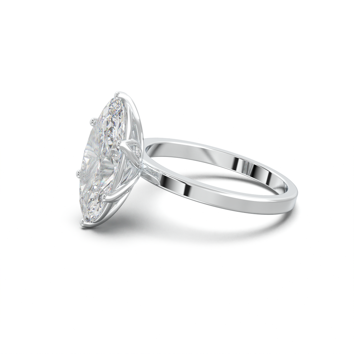 Oval Diamond-Accent Gallery Engagement Ring