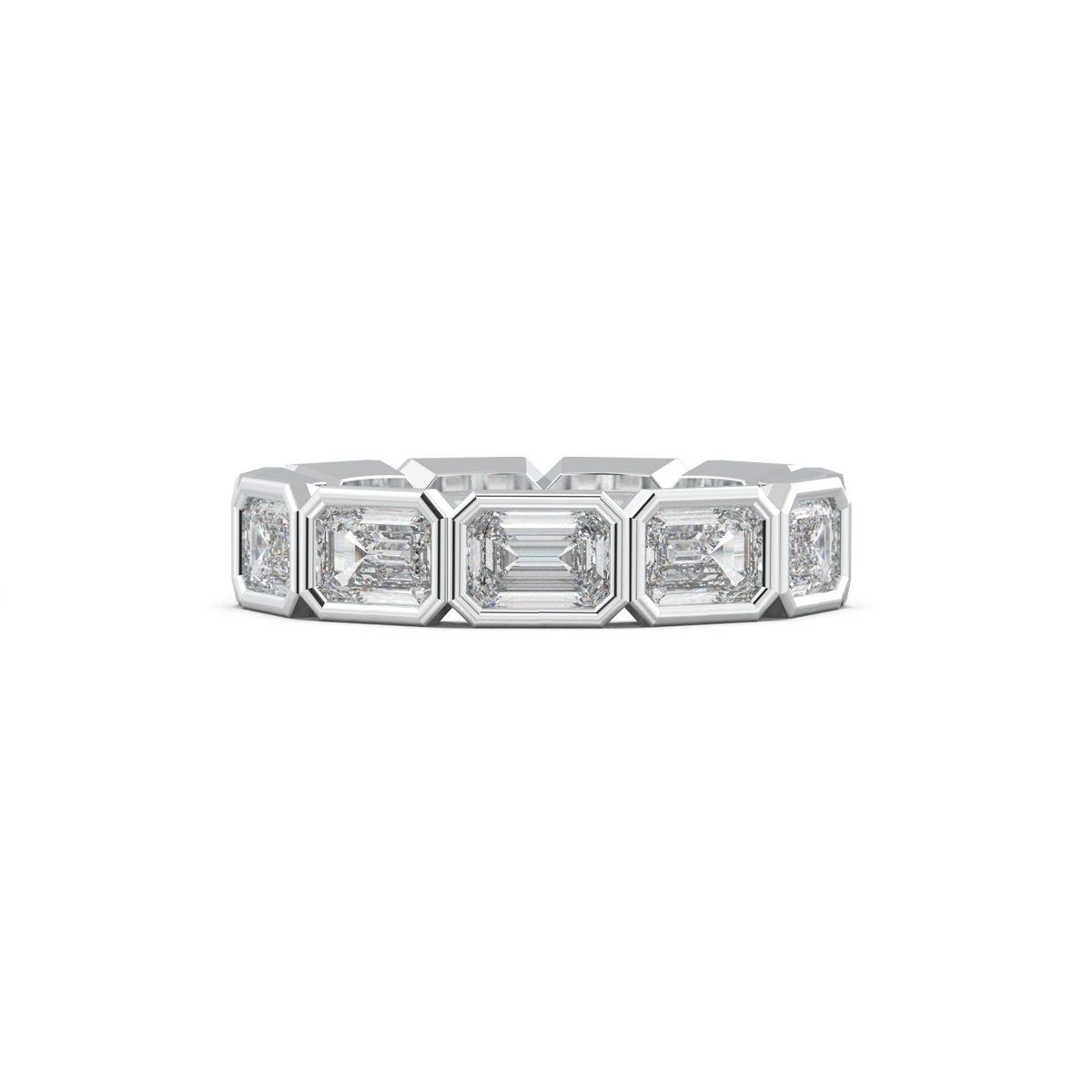 Emerald-Cut Bezel-Style Eternity Wedding Band