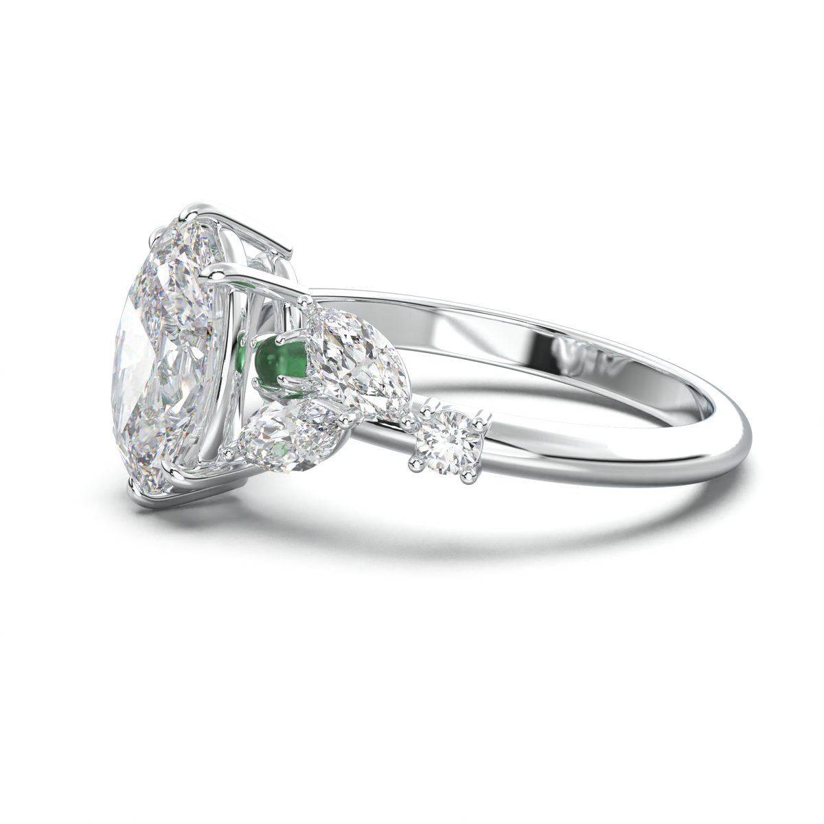 Oval Marquise-Accent Engagement Ring