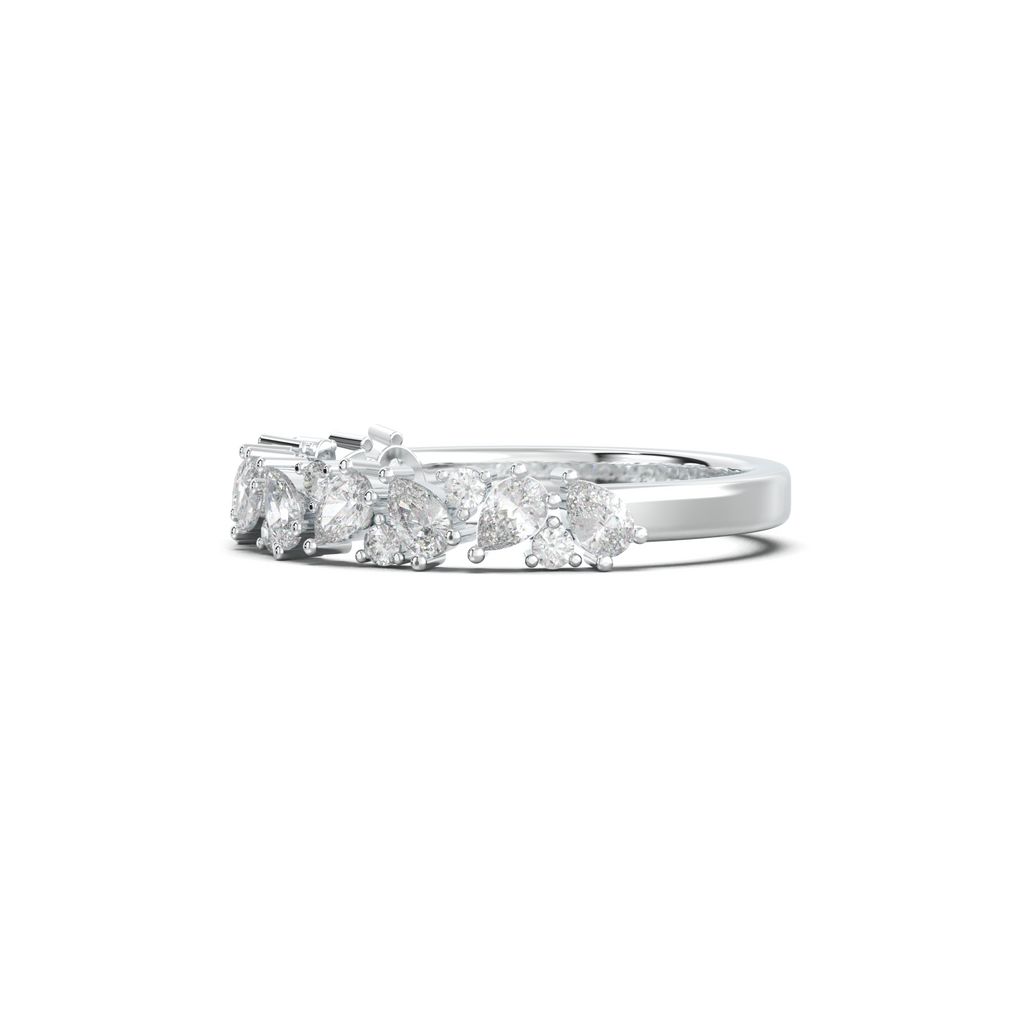 Alternating Pear & Round Half-Eternity Wedding Band