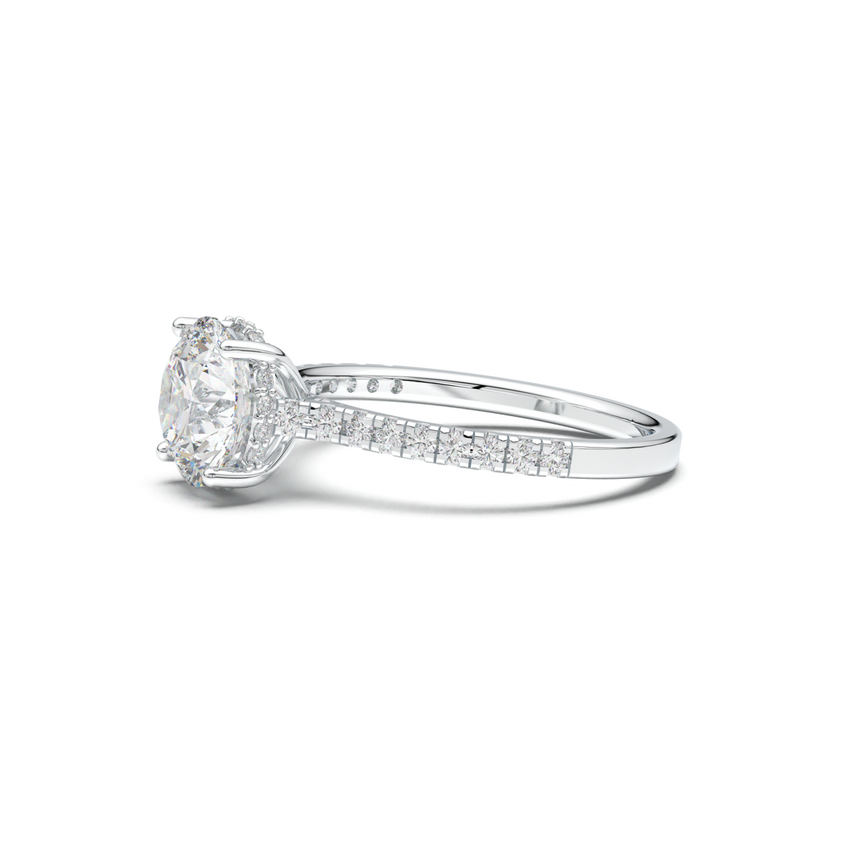 Round Pavé Engagement Ring