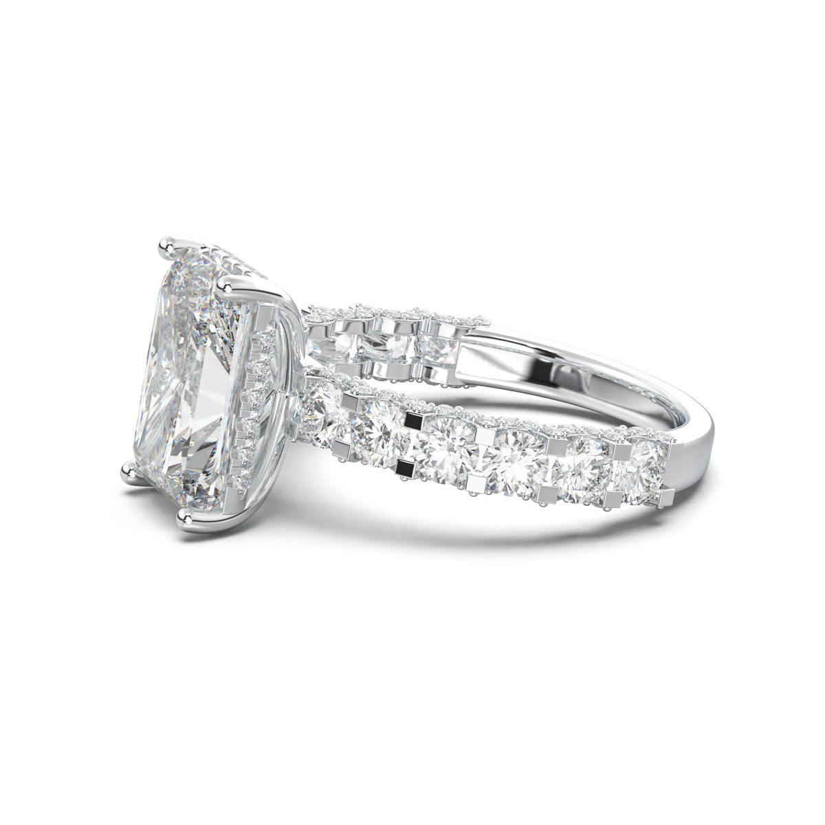 Radiant Diamond Band Engagement Ring