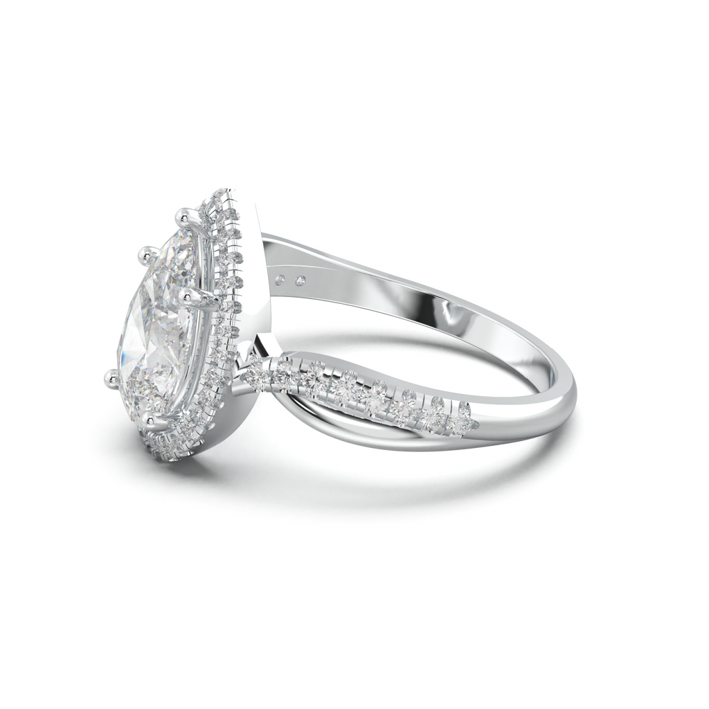 Pear Halo Twisted Pavé Engagement Ring