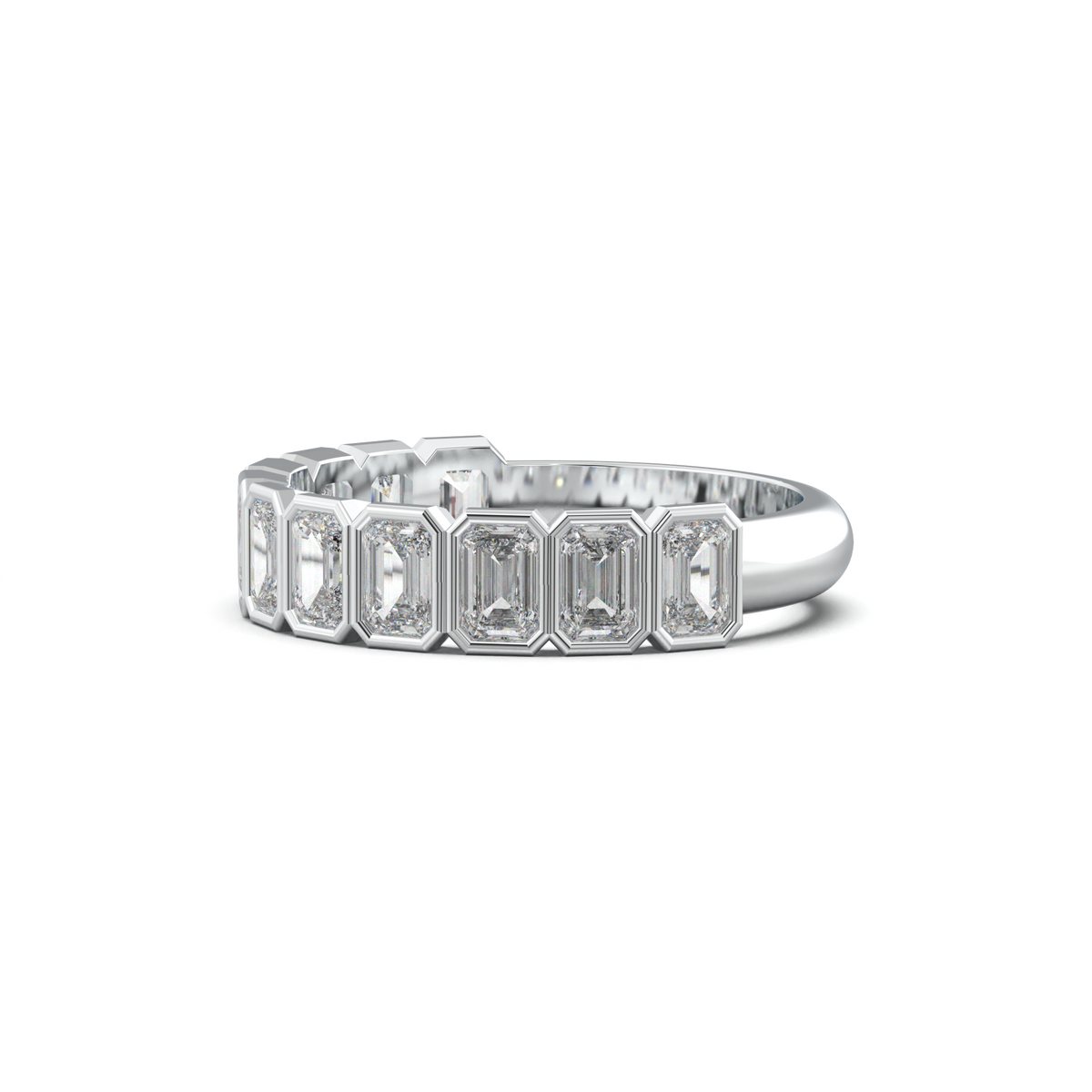 Emerald Bezel Half-Eternity Wedding Band