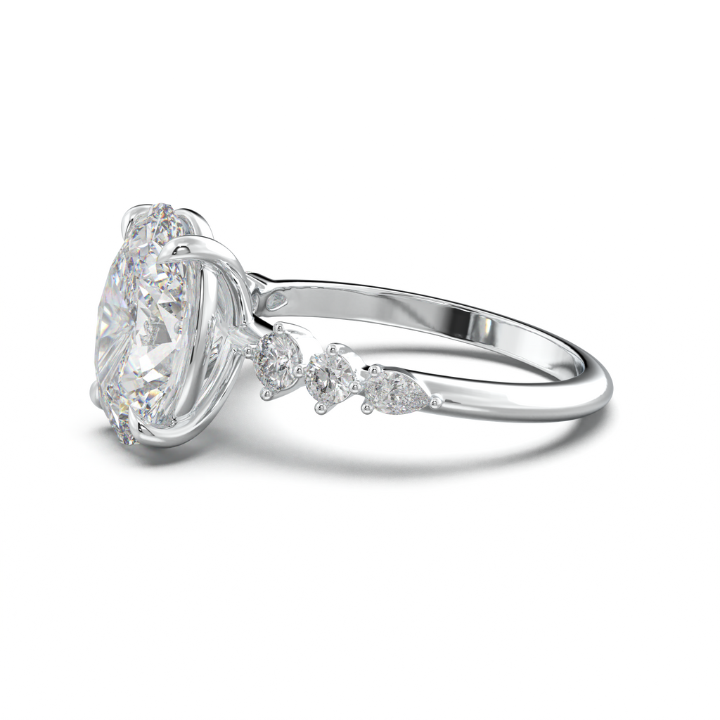 Oval Pear-Accent Engagement Ring