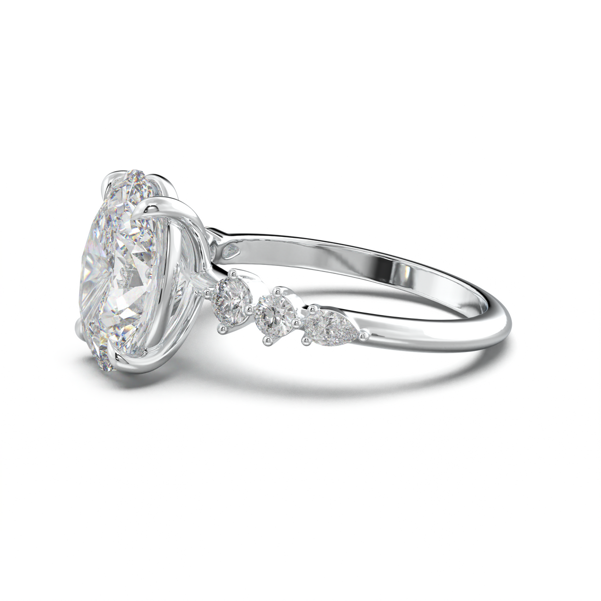 Oval Pear-Accent Engagement Ring