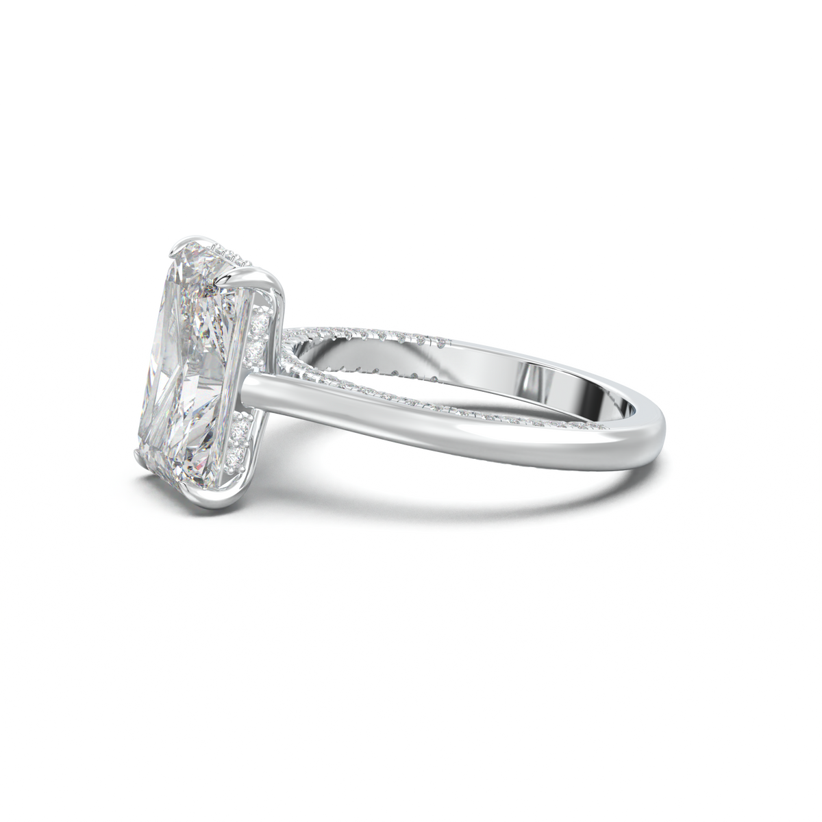 Radiant Pavé Hidden Halo Engagement Ring