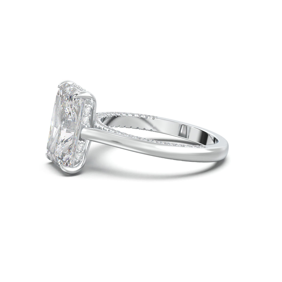 Radiant Pavé Hidden Halo Engagement Ring