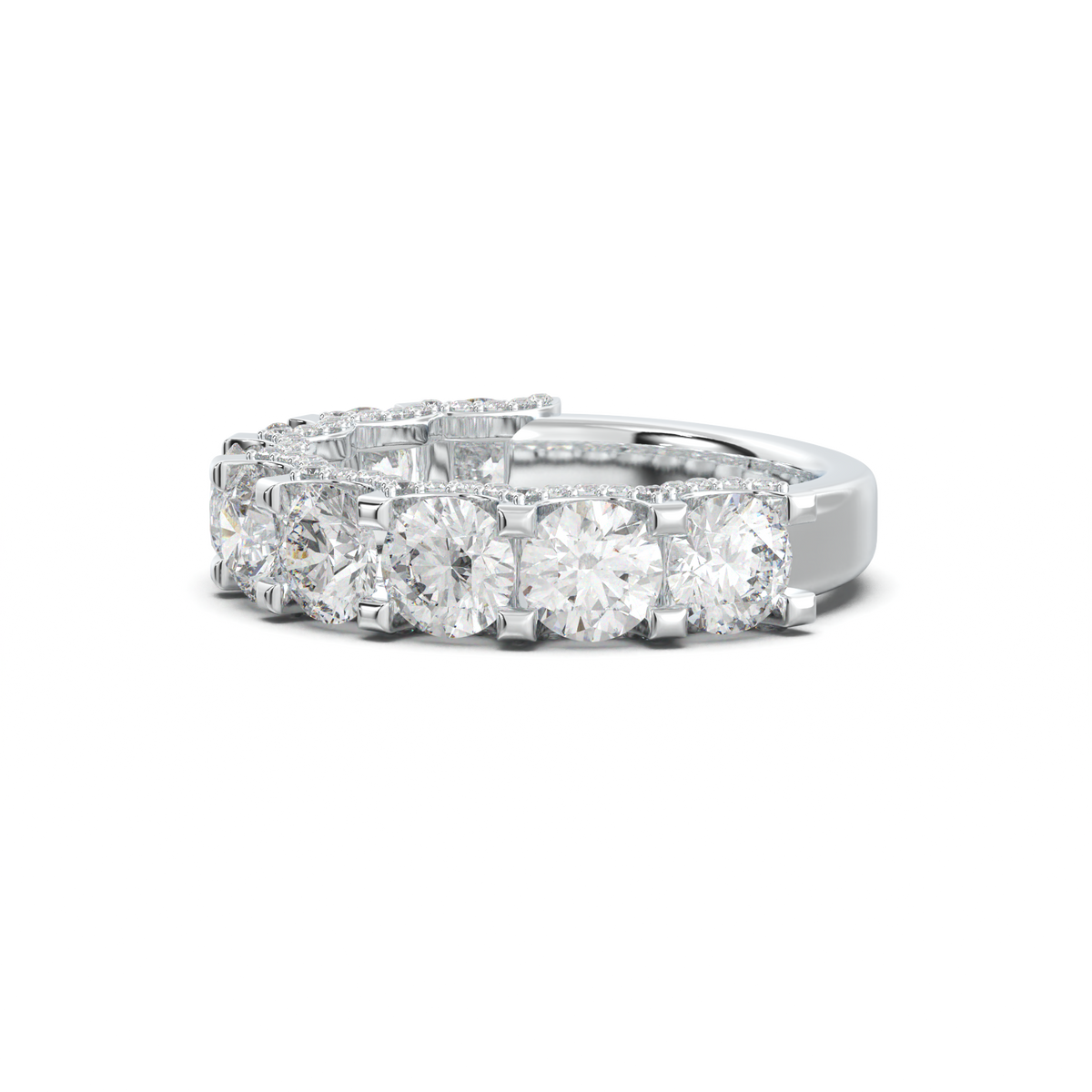 Round Diamond Pavé-Edge Wedding Band