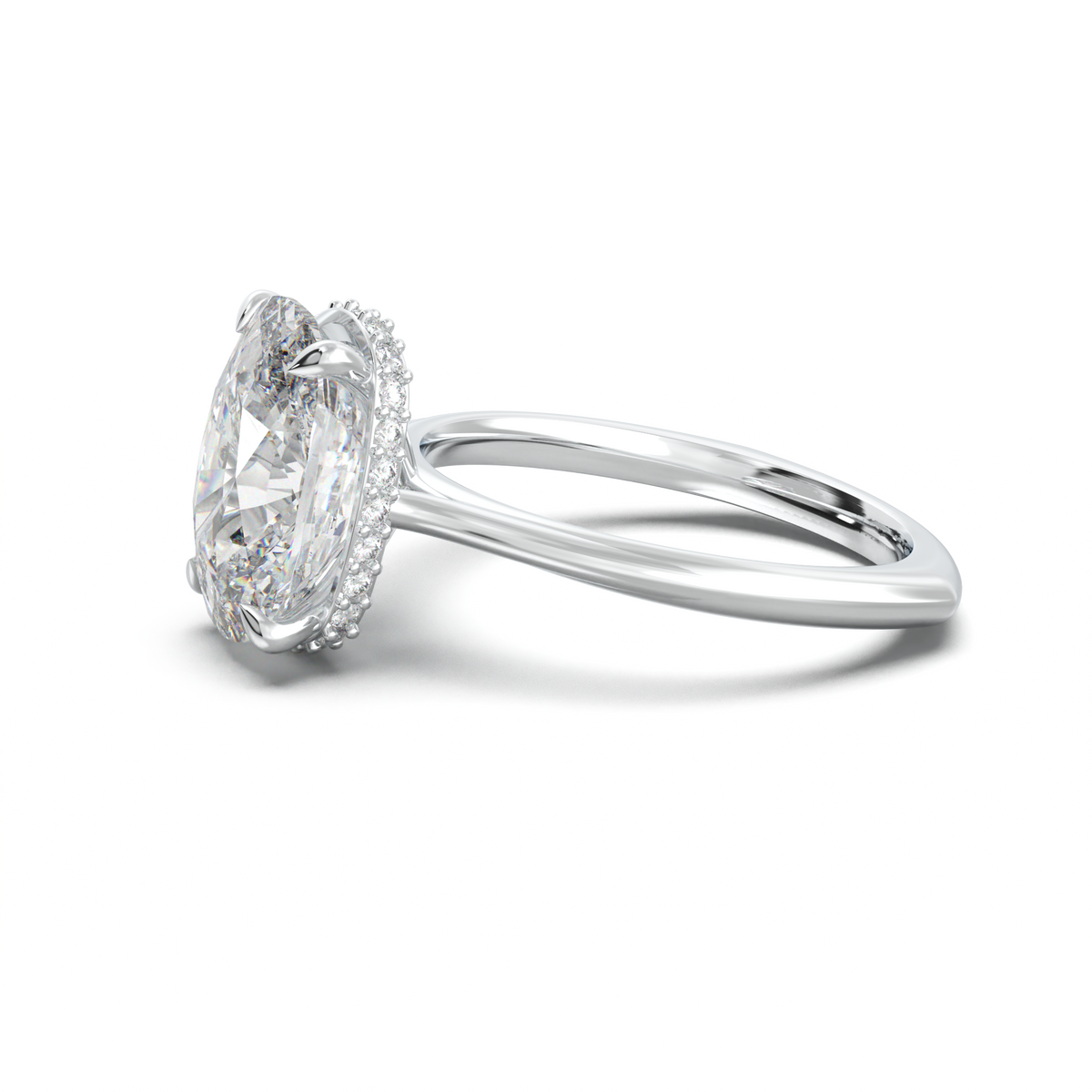 Cushion Hidden Halo Engagement Ring