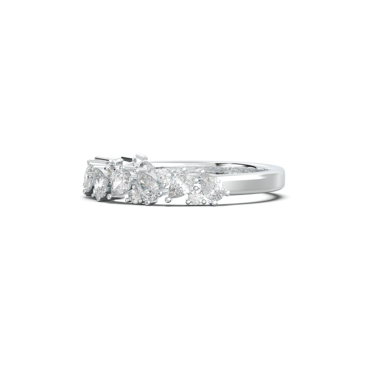 Alternating Pear & Round Half-Eternity Wedding Band