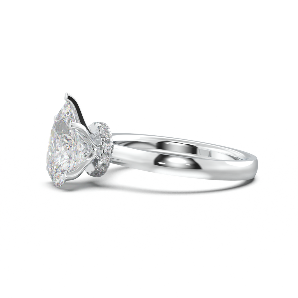 Pear Hidden Halo Engagement Ring