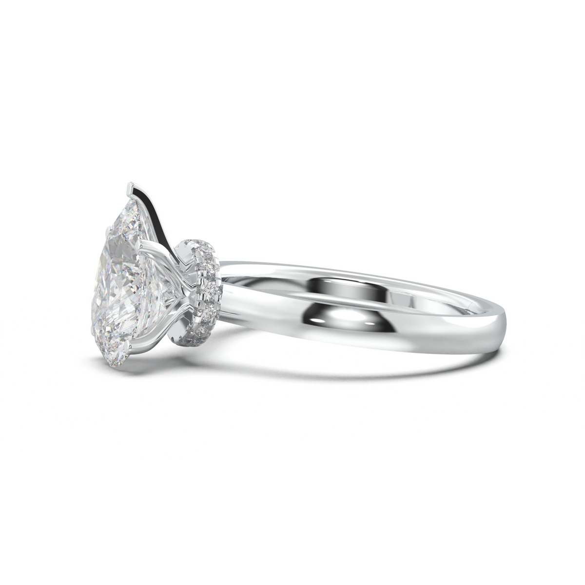 Pear Hidden Halo Engagement Ring