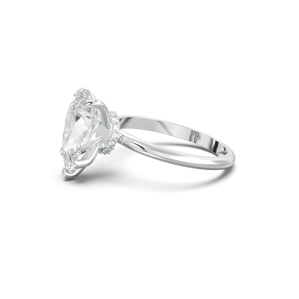 Pear Hidden Halo Engagement Ring
