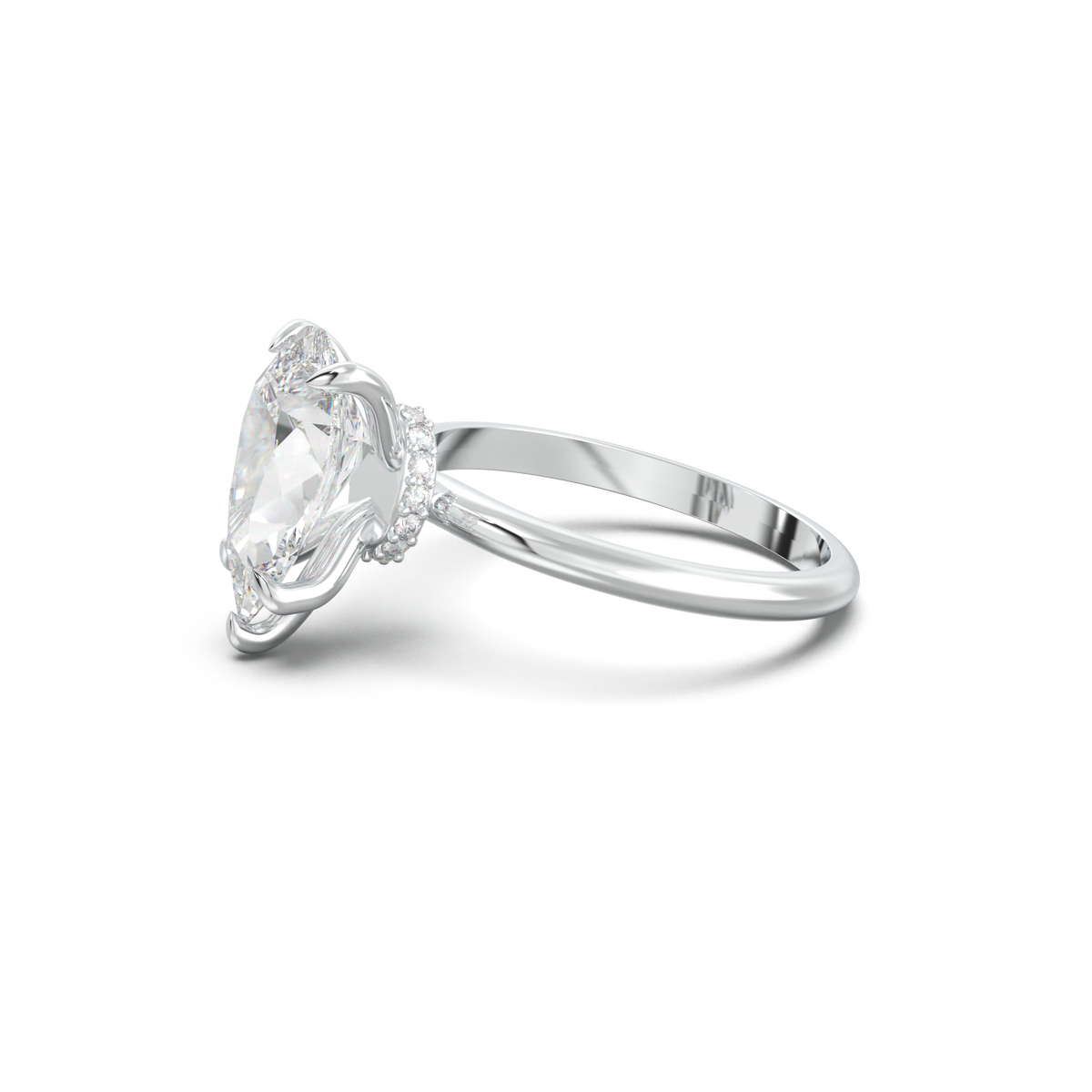 Pear Hidden Halo Engagement Ring