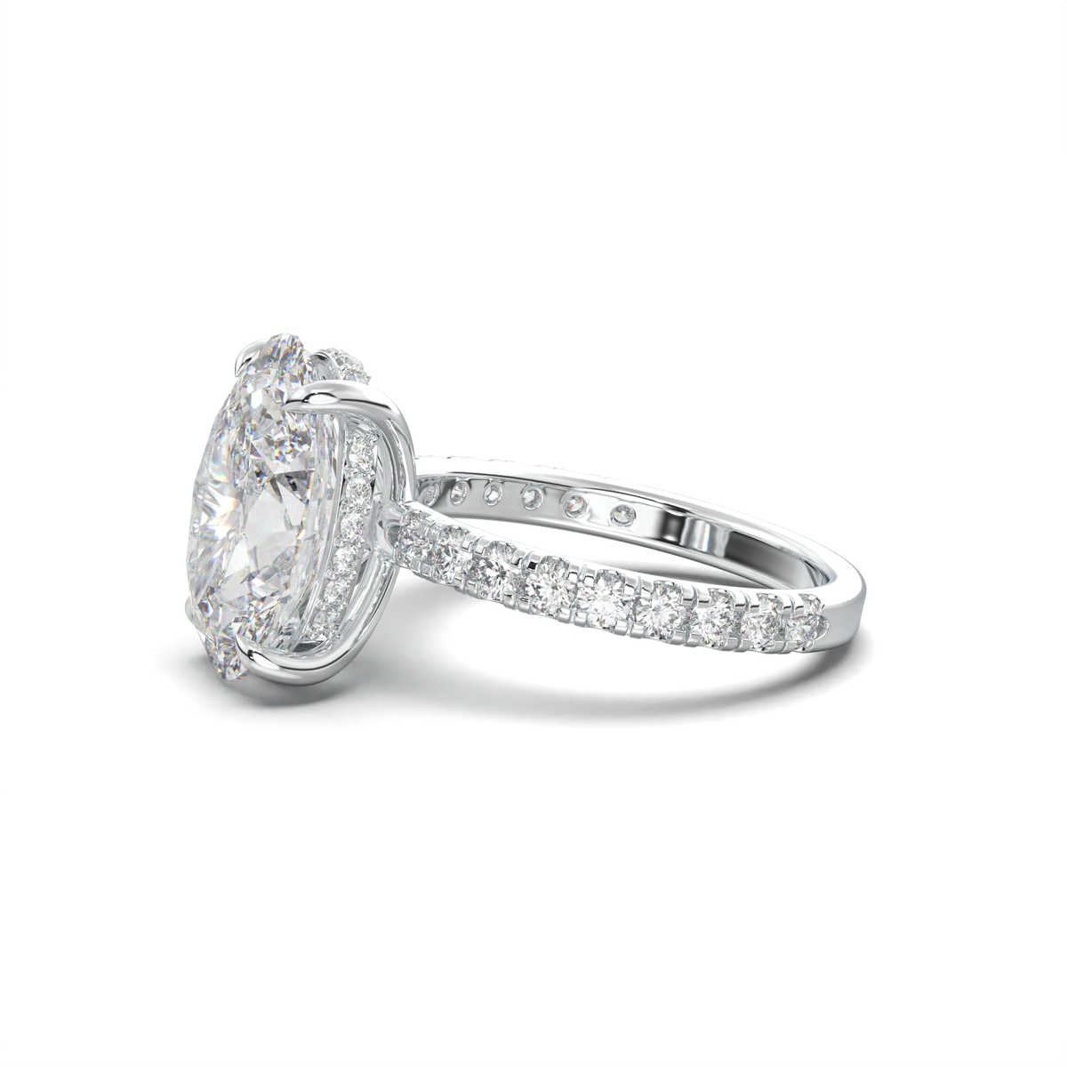 Oval Pavé Hidden Halo Engagement Ring