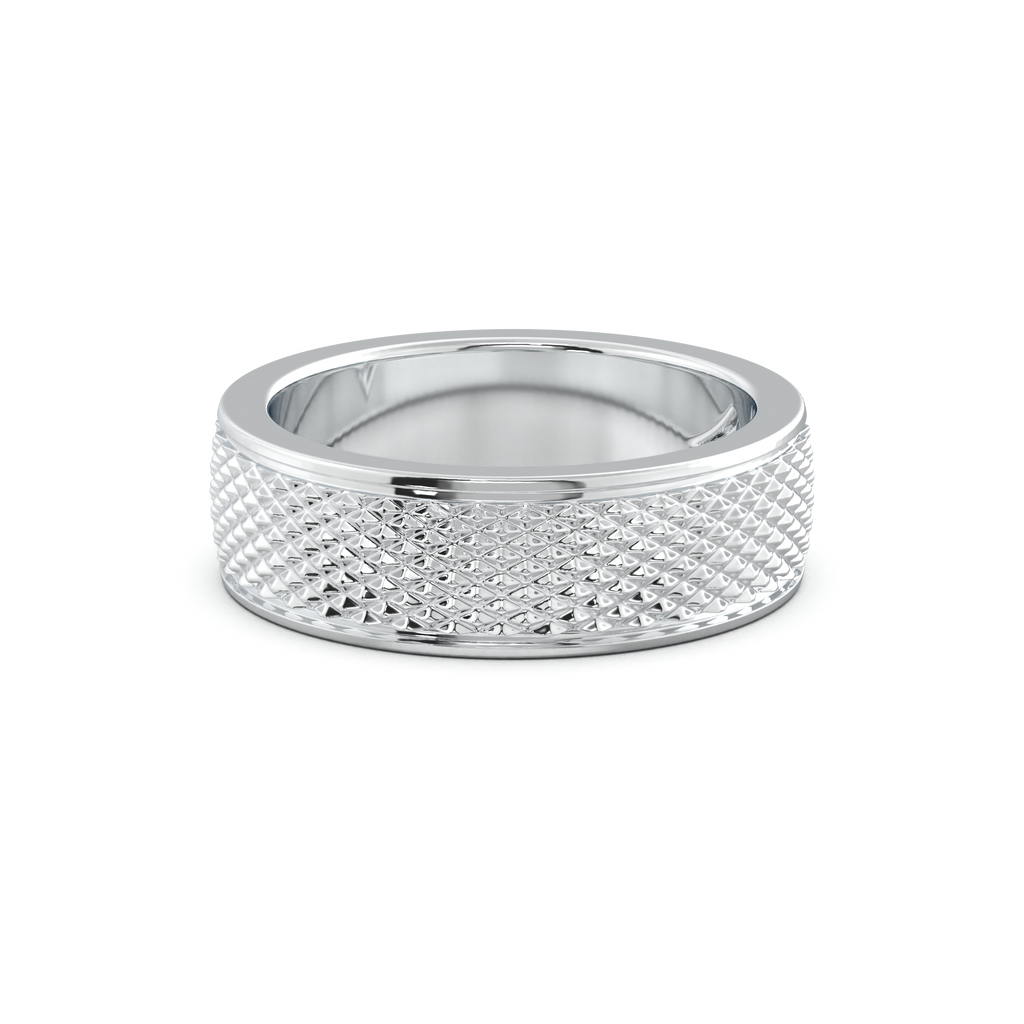 Diamond-Cut Textured Men's Wedding Band
