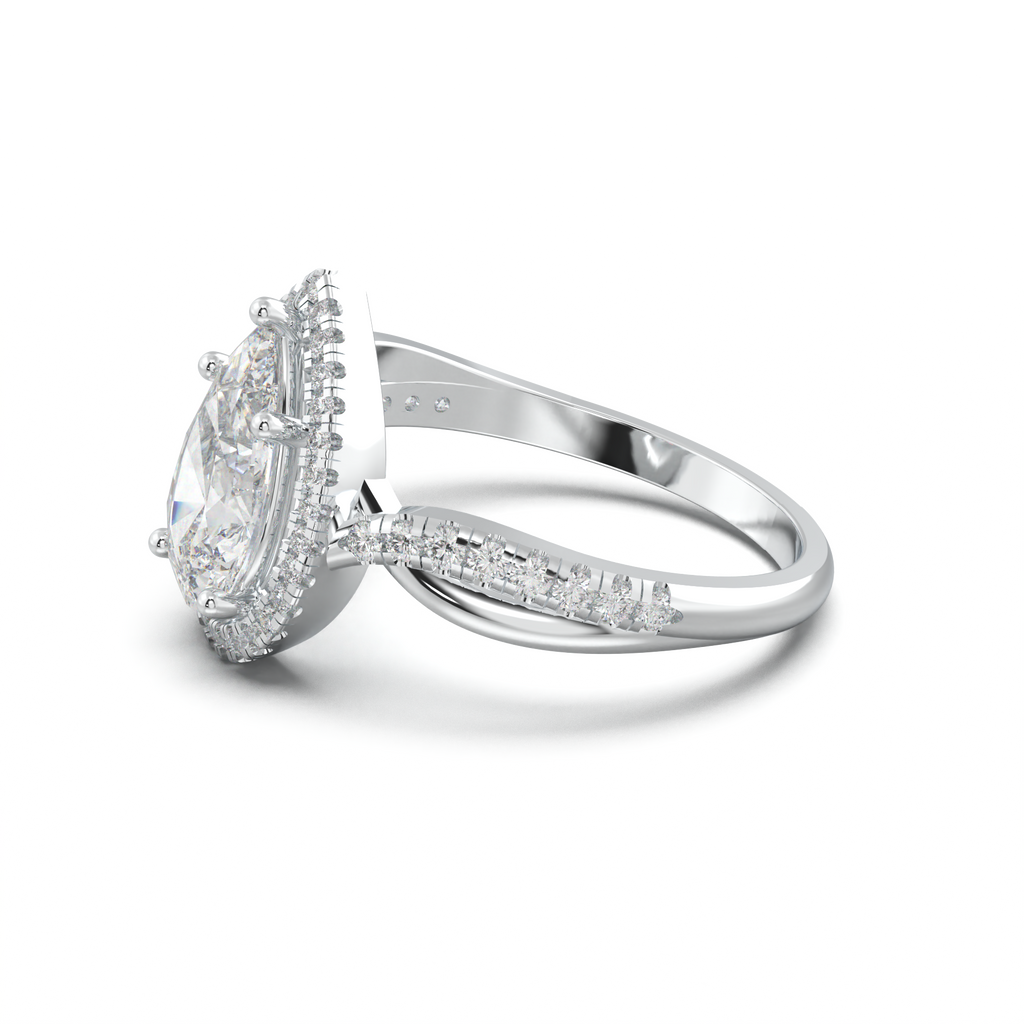 Pear Halo Twisted Pavé Engagement Ring