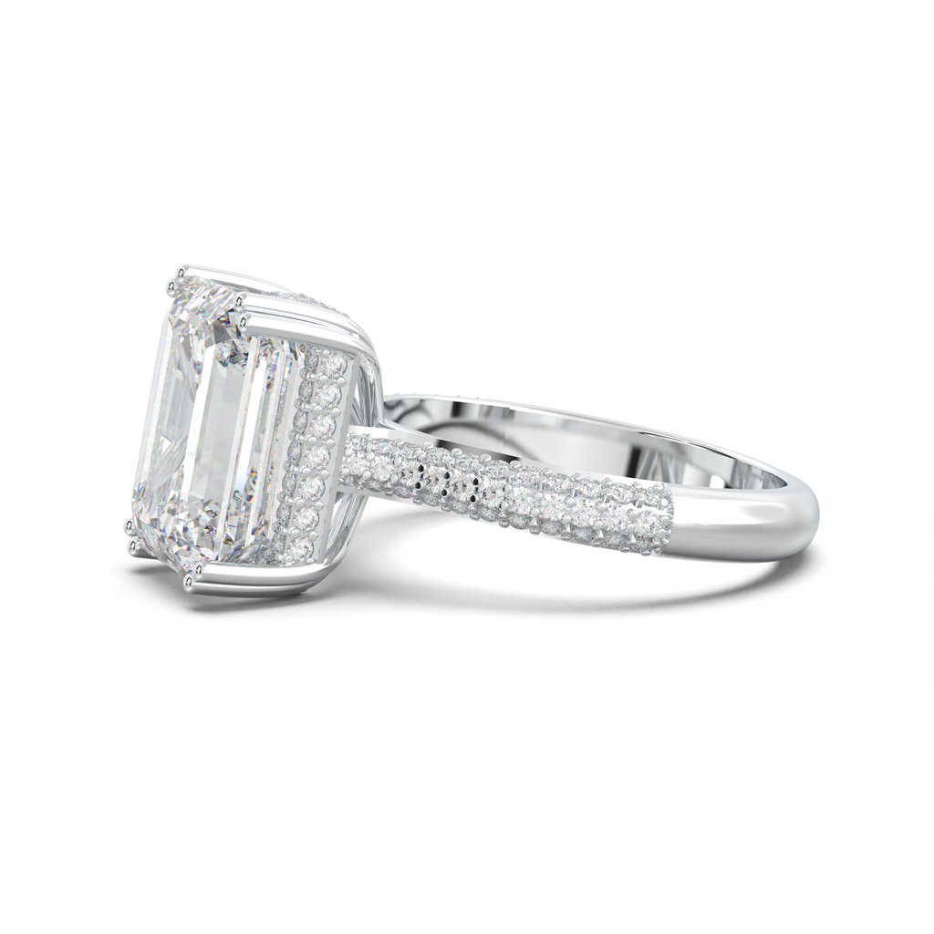 Emerald Double Pavé Engagement Ring