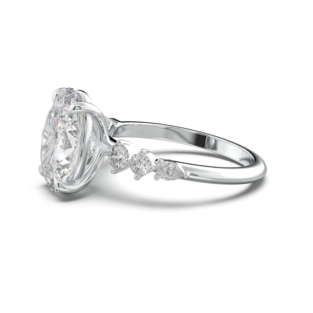 Oval Pear-Accent Engagement Ring