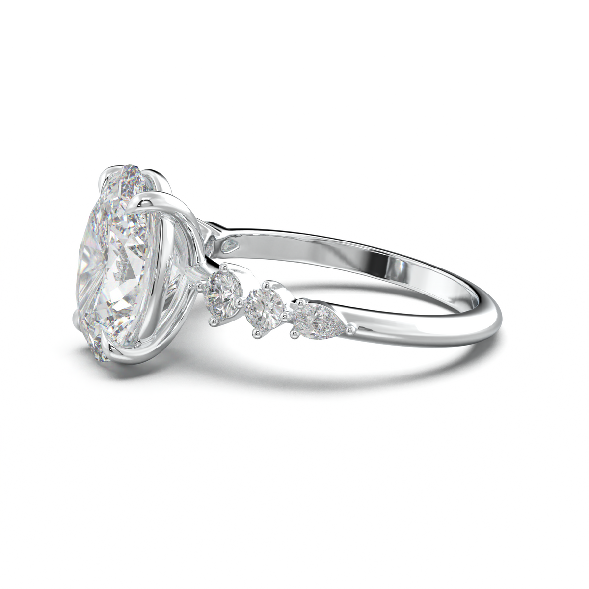 Oval Pear-Accent Engagement Ring