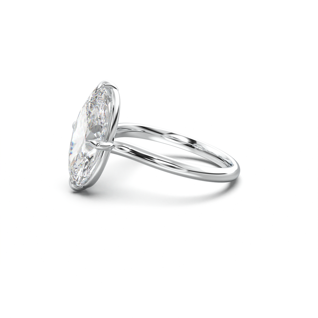 Elongated Moval Solitaire Engagement Ring