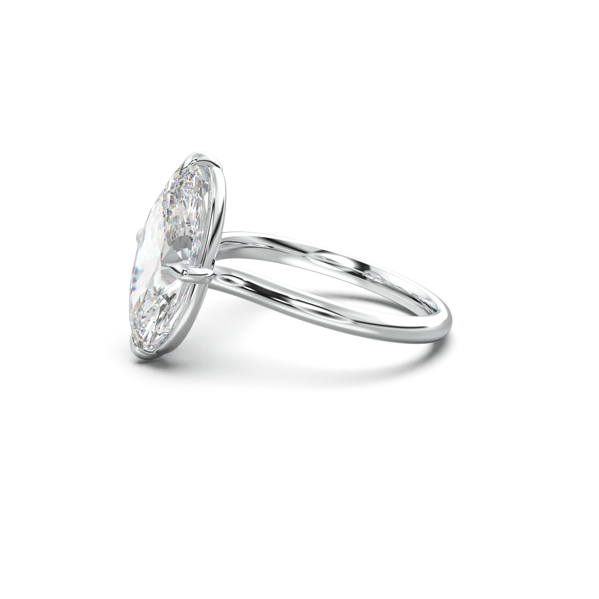 Elongated Moval Solitaire Engagement Ring