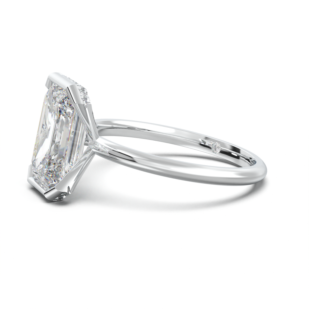 Emerald Hidden Halo Engagement Ring