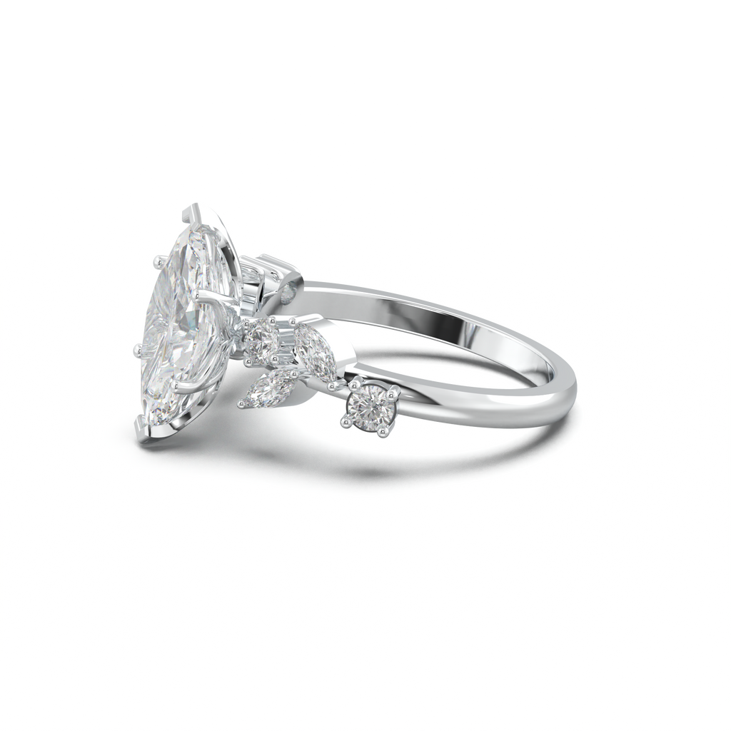 Marquise Mixed Side-Stone Engagement Ring