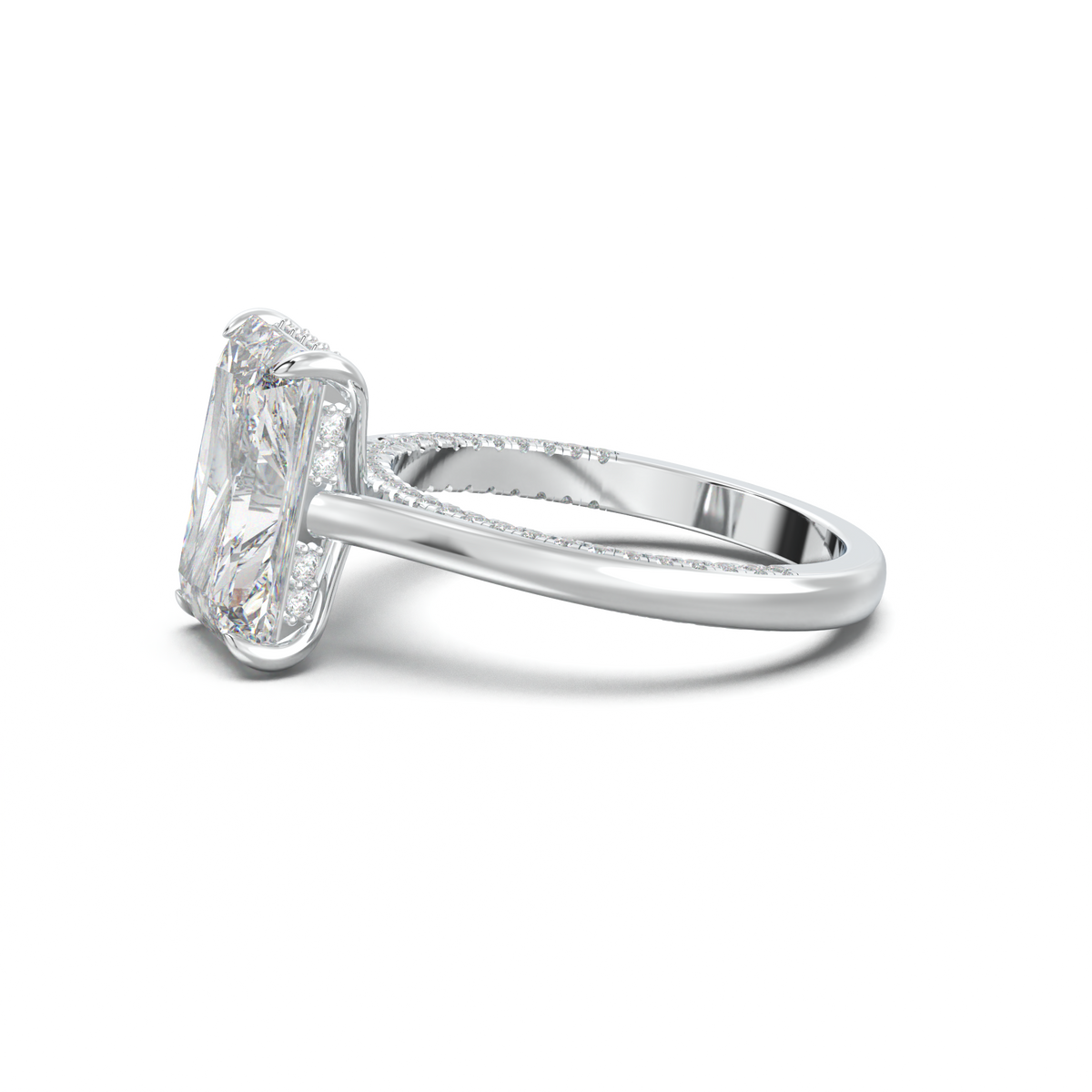 Radiant Pavé Hidden Halo Engagement Ring