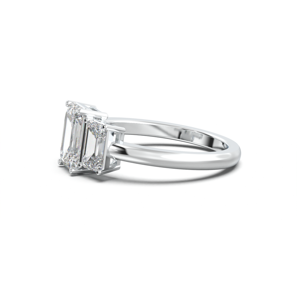 Emerald Three-Stone Engagement Ring