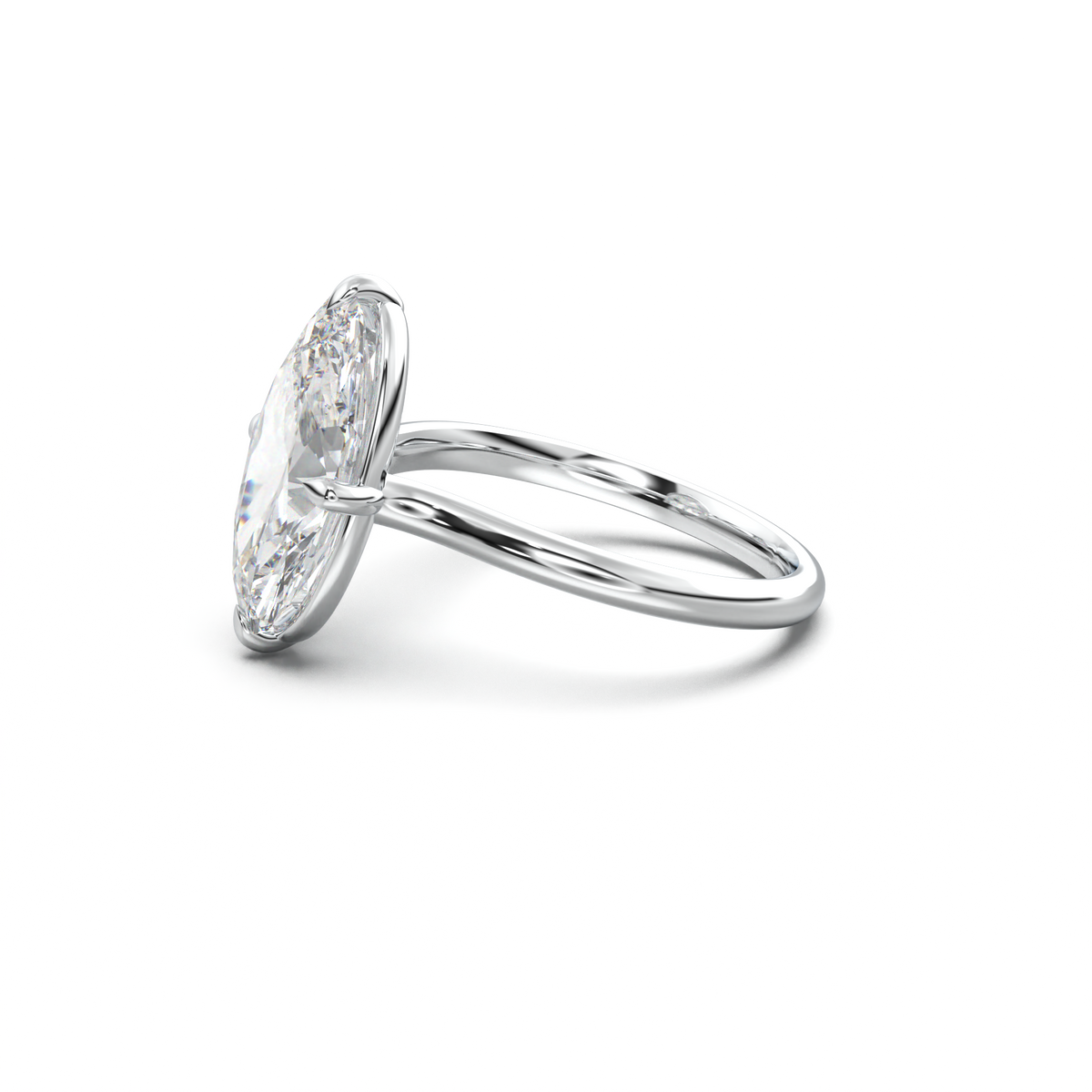 Elongated Moval Solitaire Engagement Ring
