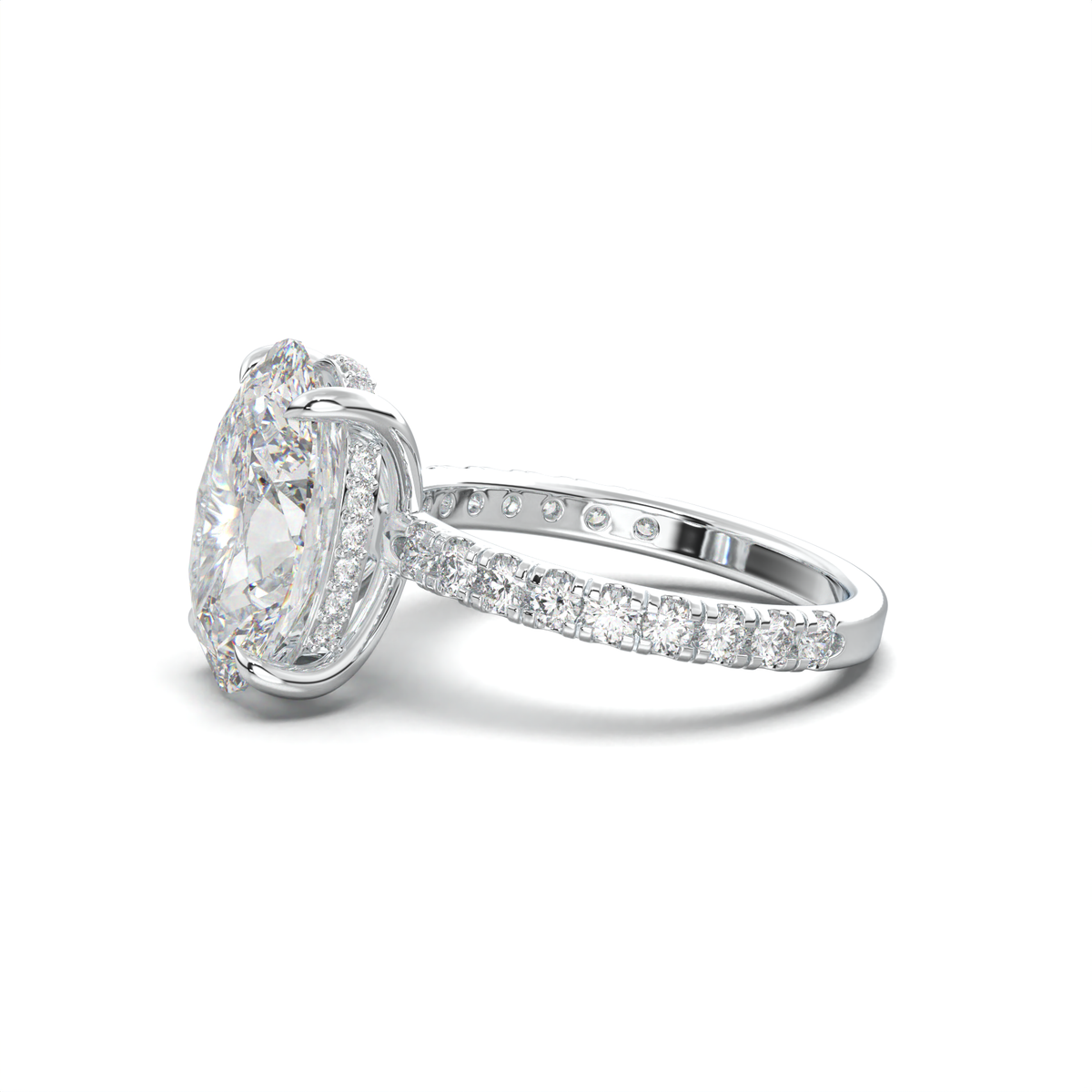 Oval Pavé Hidden Halo Engagement Ring