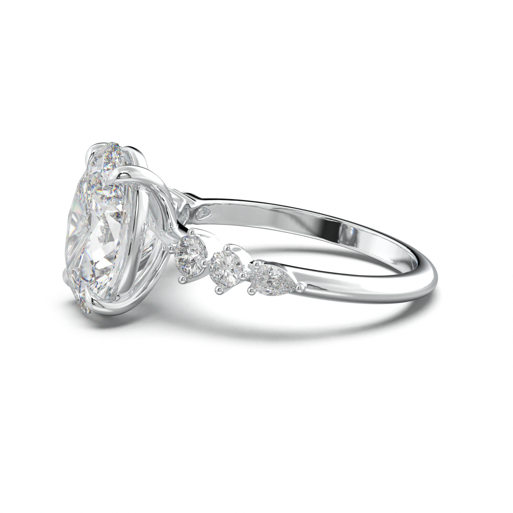 Oval Pear-Accent Engagement Ring