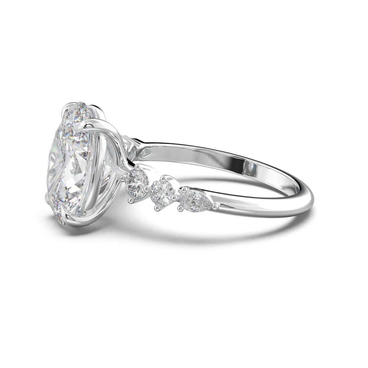 Oval Pear-Accent Engagement Ring