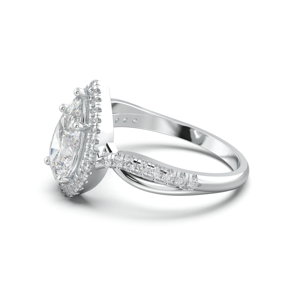 Pear Halo Twisted Pavé Engagement Ring