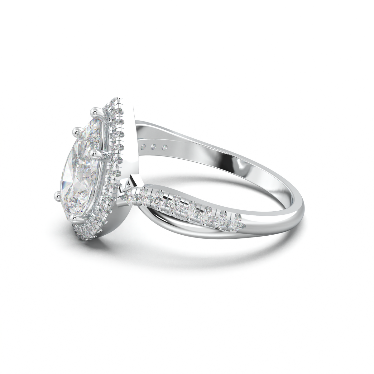 Pear Halo Twisted Pavé Engagement Ring