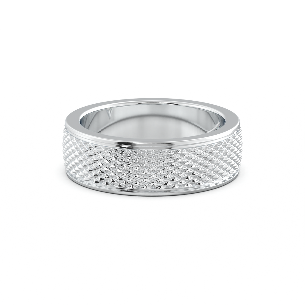 Diamond-Cut Textured Men's Wedding Band