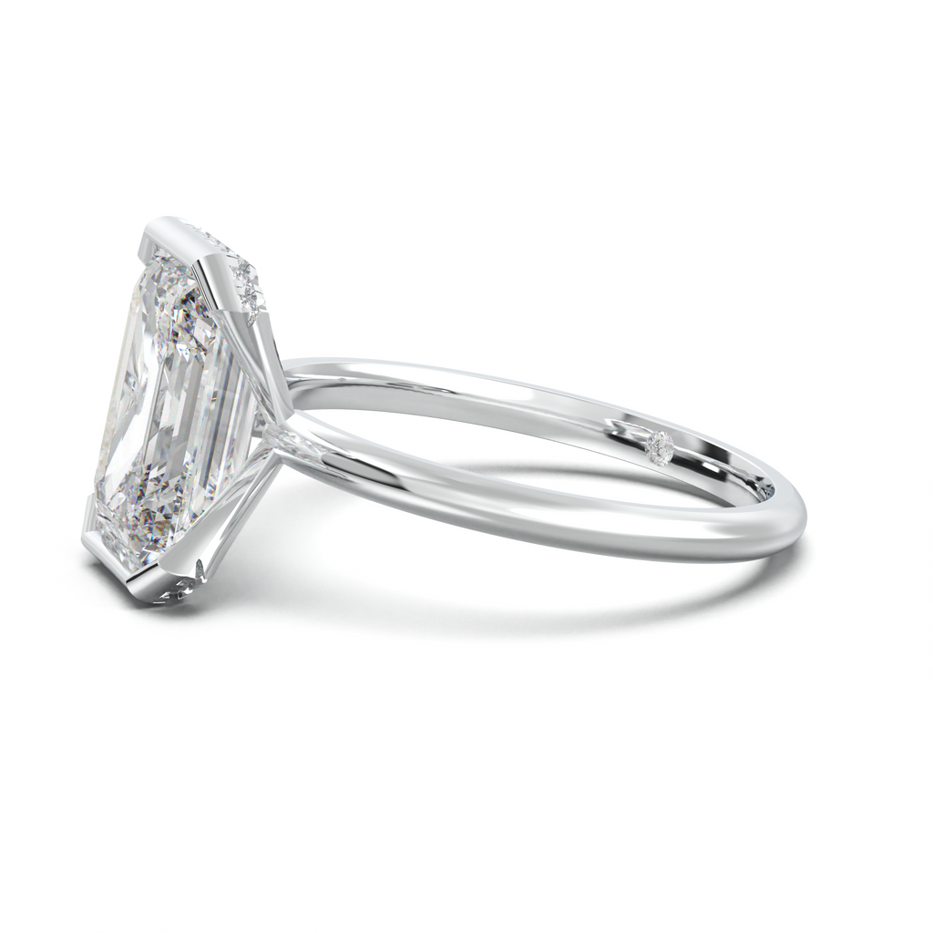 Emerald Hidden Halo Engagement Ring