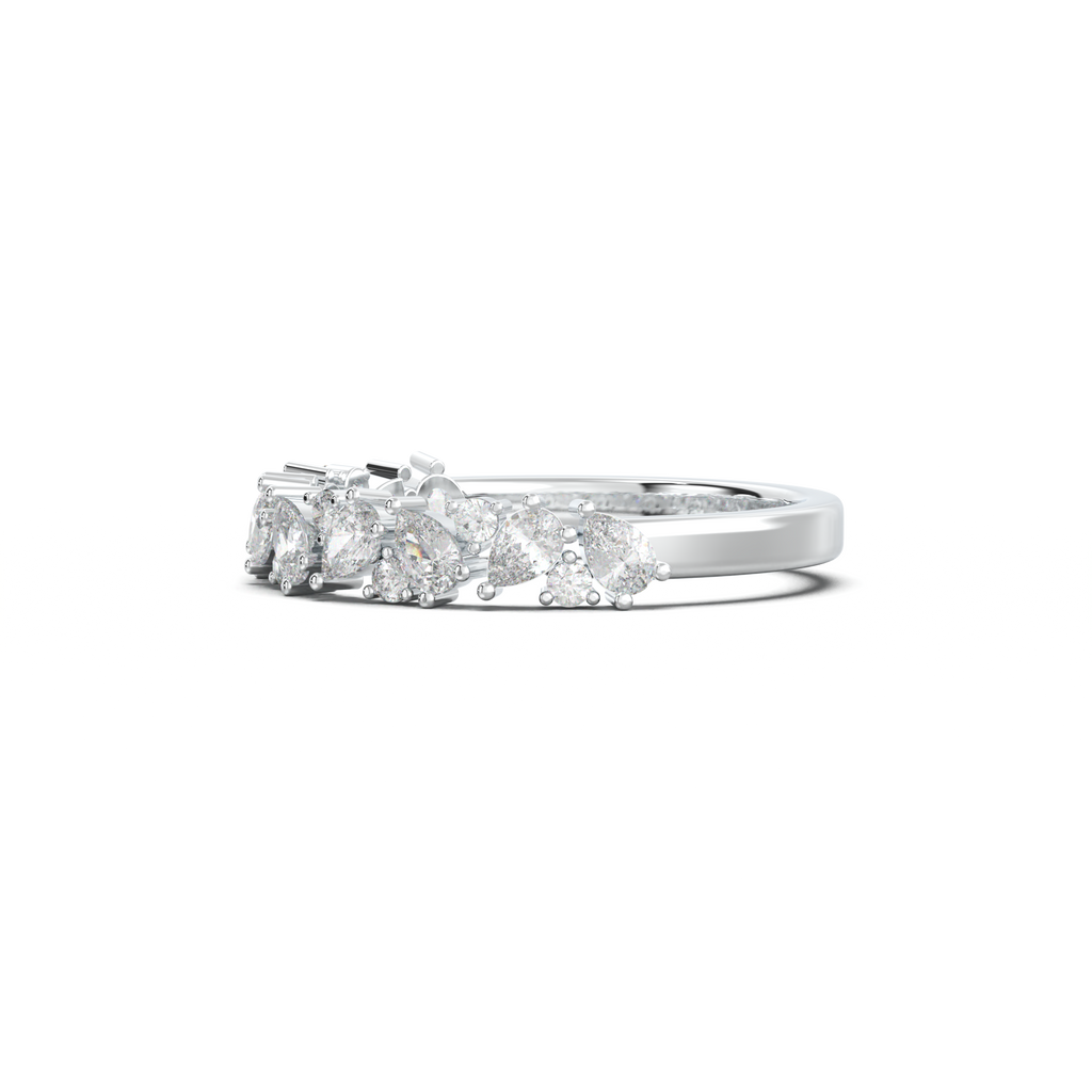 Alternating Pear & Round Half-Eternity Wedding Band