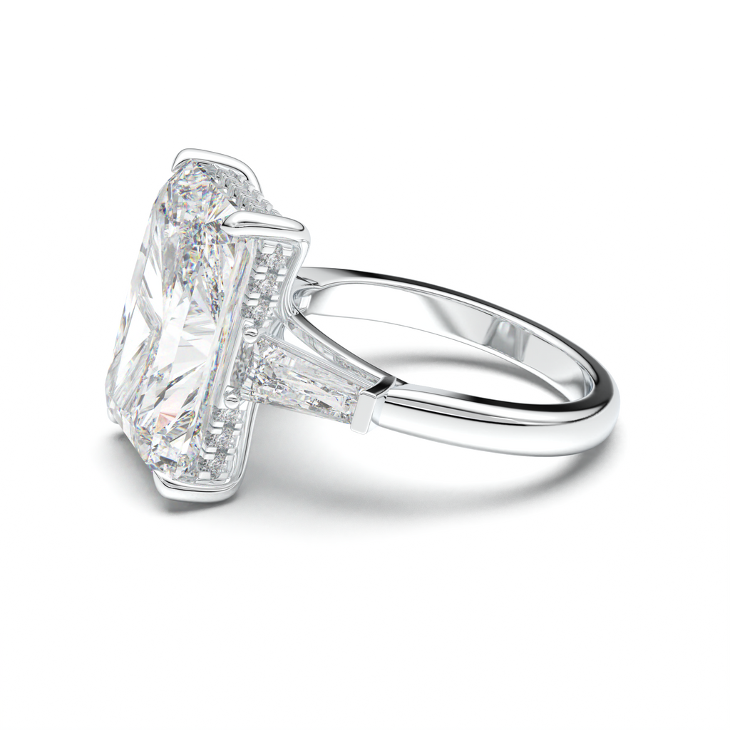 Radiant Baguette Hidden Halo Engagement Ring