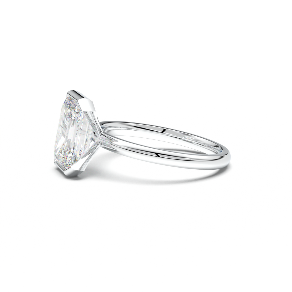 Emerald Cut Half-Bezel Engagement Ring