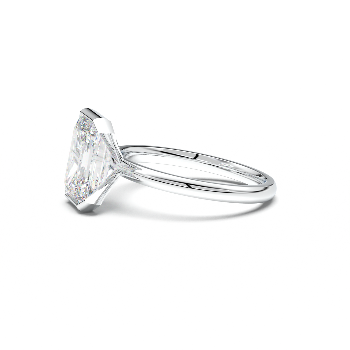 Emerald Cut Half-Bezel Engagement Ring