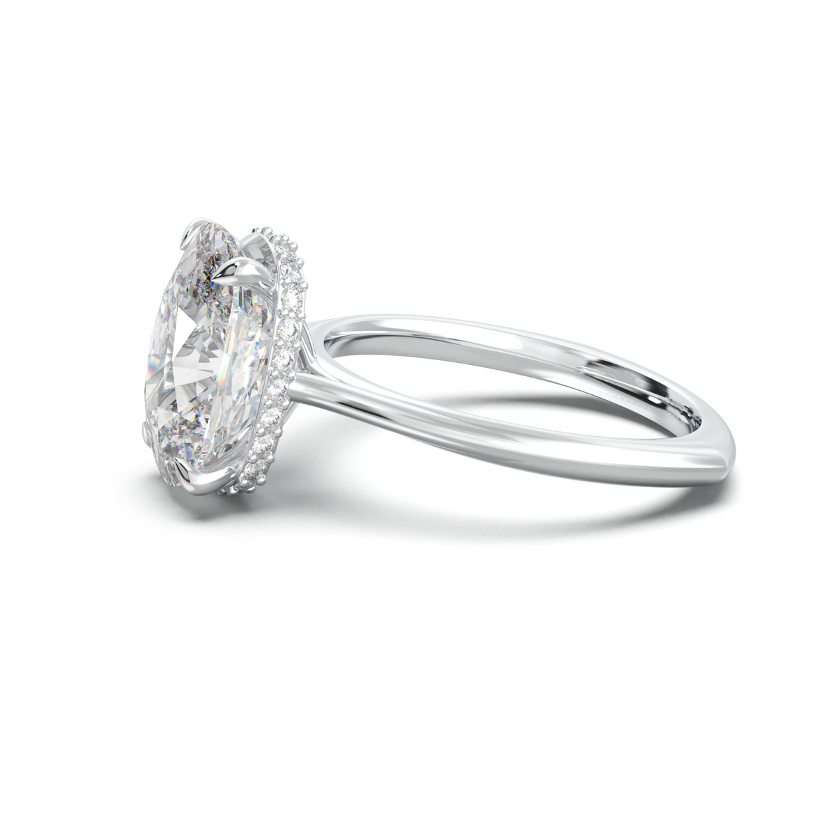 Cushion Hidden Halo Engagement Ring