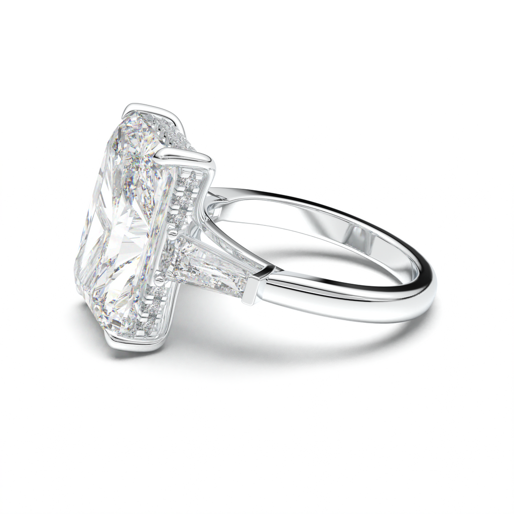 Radiant Baguette Hidden Halo Engagement Ring
