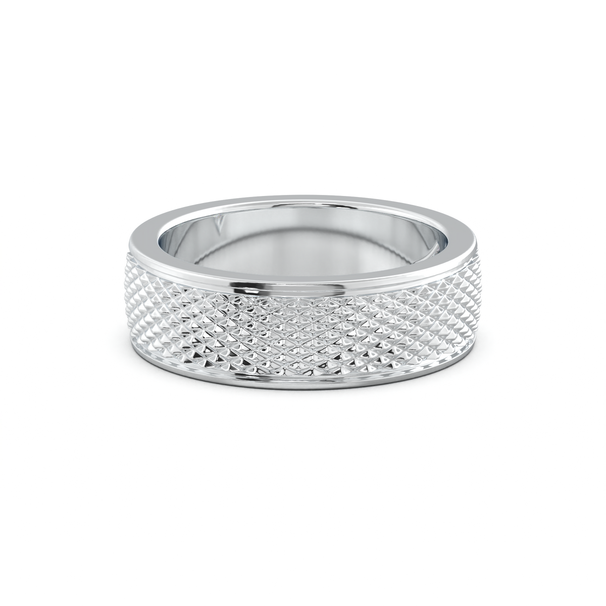 Diamond-Cut Textured Men's Wedding Band