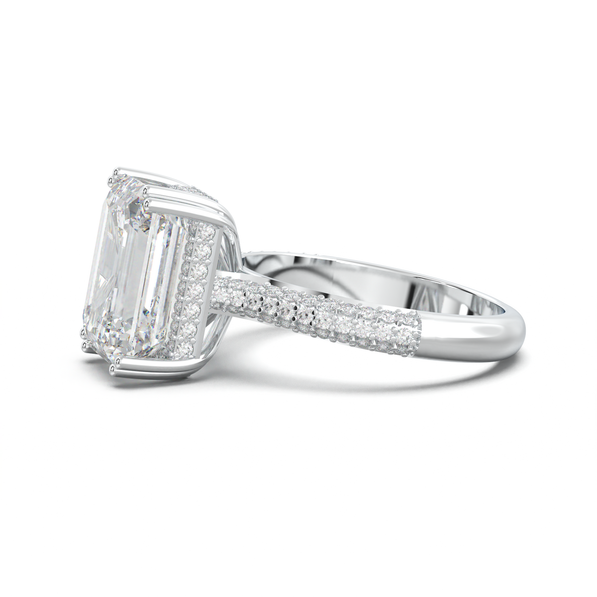 Emerald Double Pavé Engagement Ring